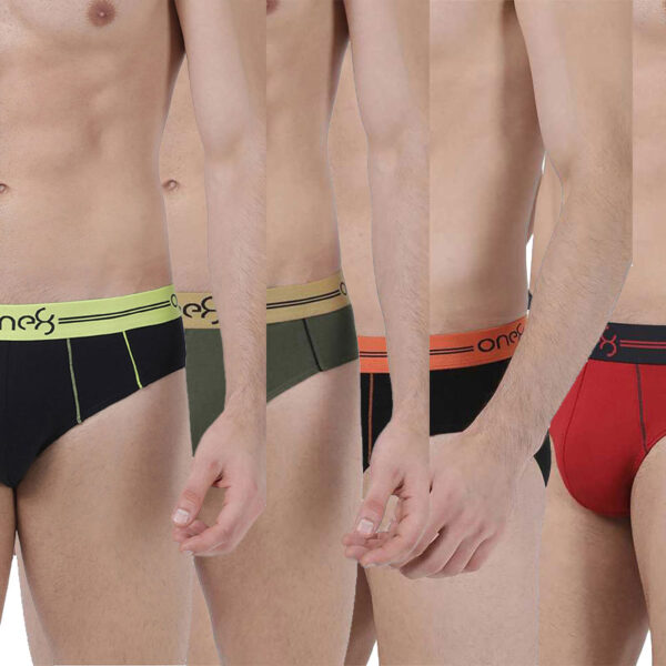 Men's Underwear Briefs - Core Brief - Men Premium Stretch Brief (Pack Of 4) - Black-Brick Red-Navy Blue-Olive