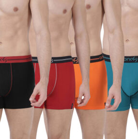 Fashion Boxer - Men Ultra Soft Stretch Boxer Brief (Pack Of 4) - Black, Brick Red, Orange, Sea Green