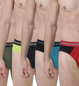 Mens Briefs Online - Fusion Brief - Extreme Comfort Stretch Brief (Pack Of 4) - Brick Red-Navy Blue-Olive-Sea Green
