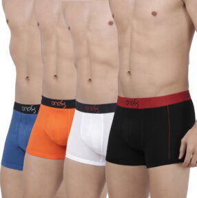 Modern Boxer - Men Trunk (Pack Of 4) - Black, White, Royal Blue, Orange