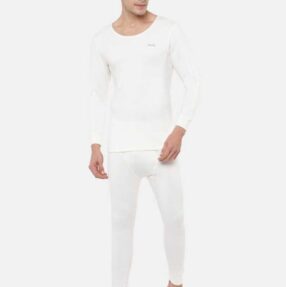 Men's Thermal Pyjama & Long Sleeve Vest Set - White
