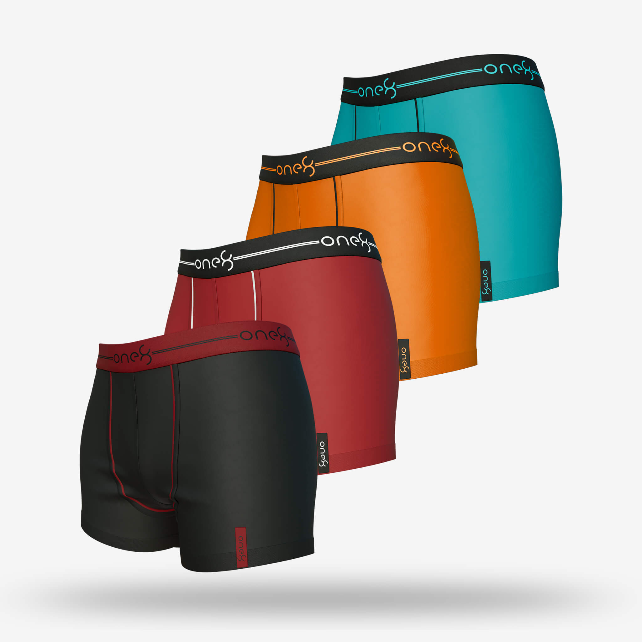 Fashion Boxer – Men Ultra Soft Stretch Boxer Brief (Pack Of 4) – Black, Brick Red, Orange, Sea Green