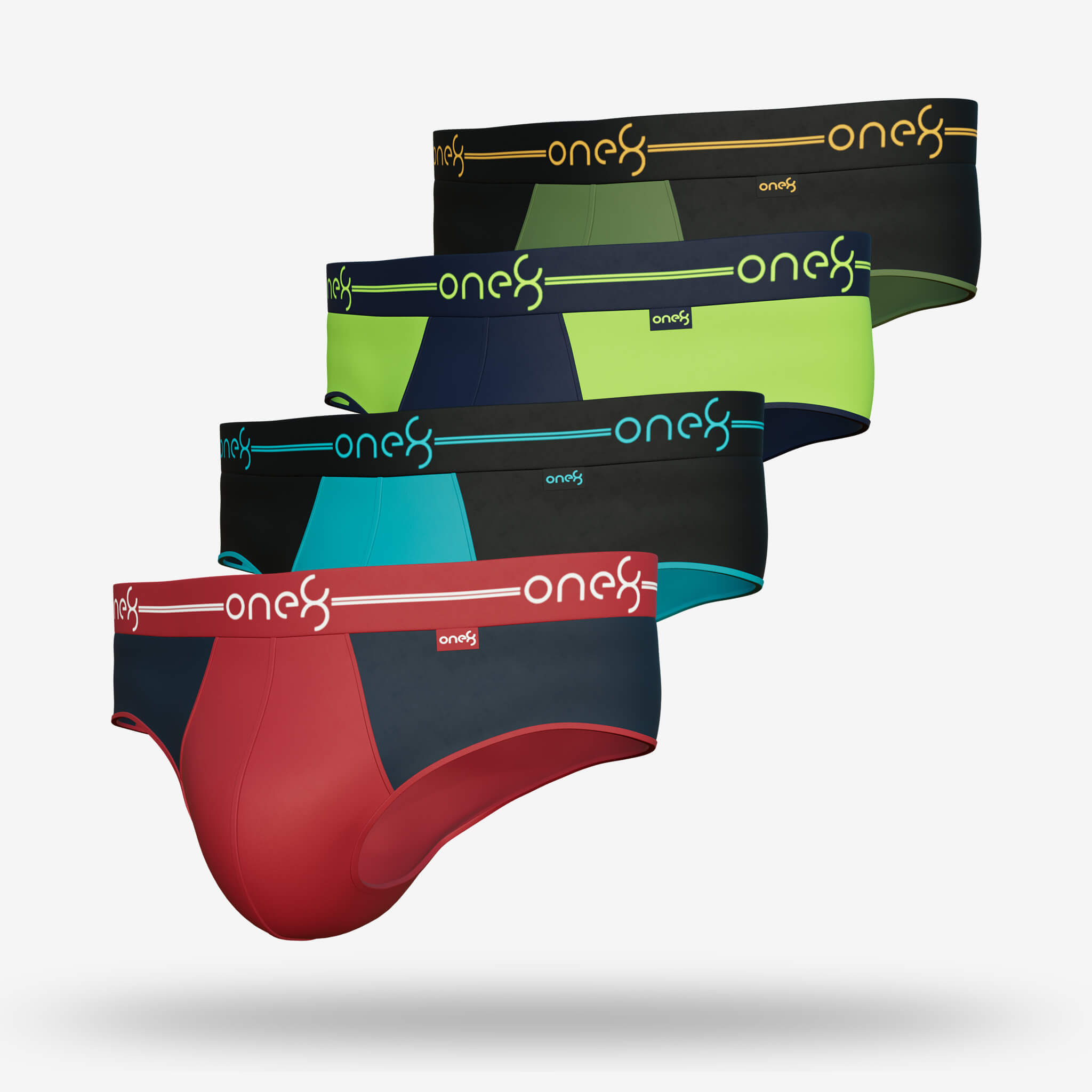 Fusion Brief – Extreme Comfort Stretch Brief (Pack Of 4) – Brick Red, Navy Blue, Olive, Sea Green