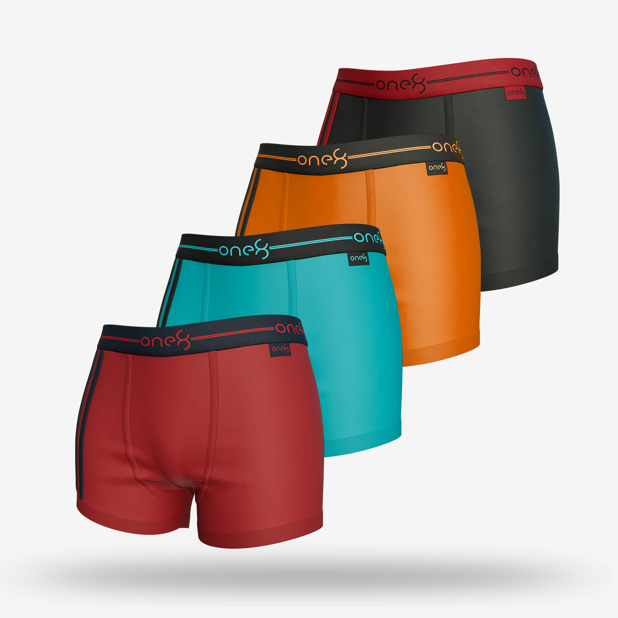 Men’s Fashion Trunk (Pack Of 4) – Black, Brick Red, Orange, Sea Green