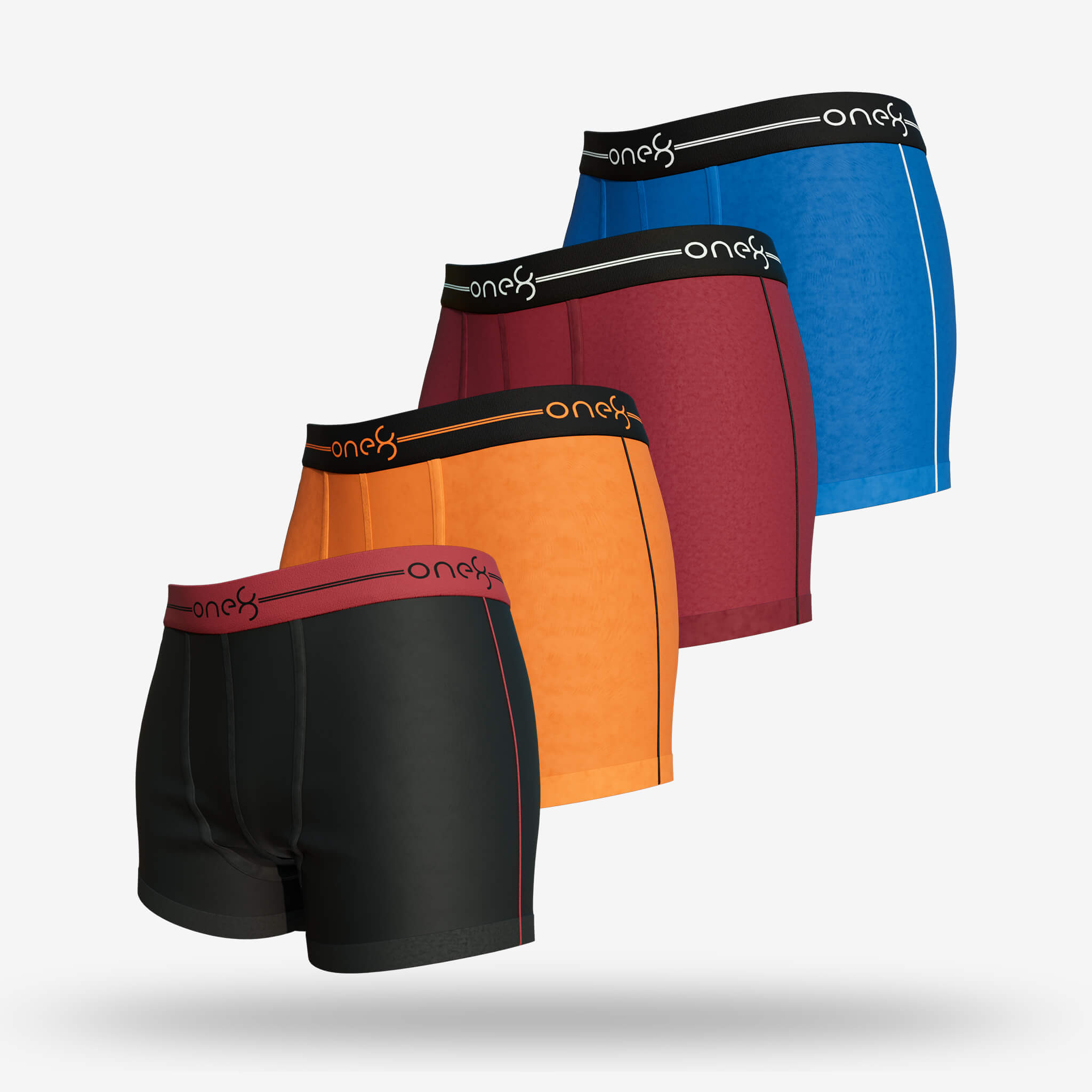 One8 innerwear copy.jpgModern Boxer – Men Trunk (Pack Of 4) – Royal Blue, Maroon, Orange, Black