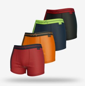 Pouch Boxer - Fashion Trunk (Pack Of 4) - Black, Brick Red, Navy Blue, Orange