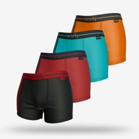 Pouch Boxer - Fashion Trunk (Pack Of 4) - Black, Brick Red, Orange, Sea Green