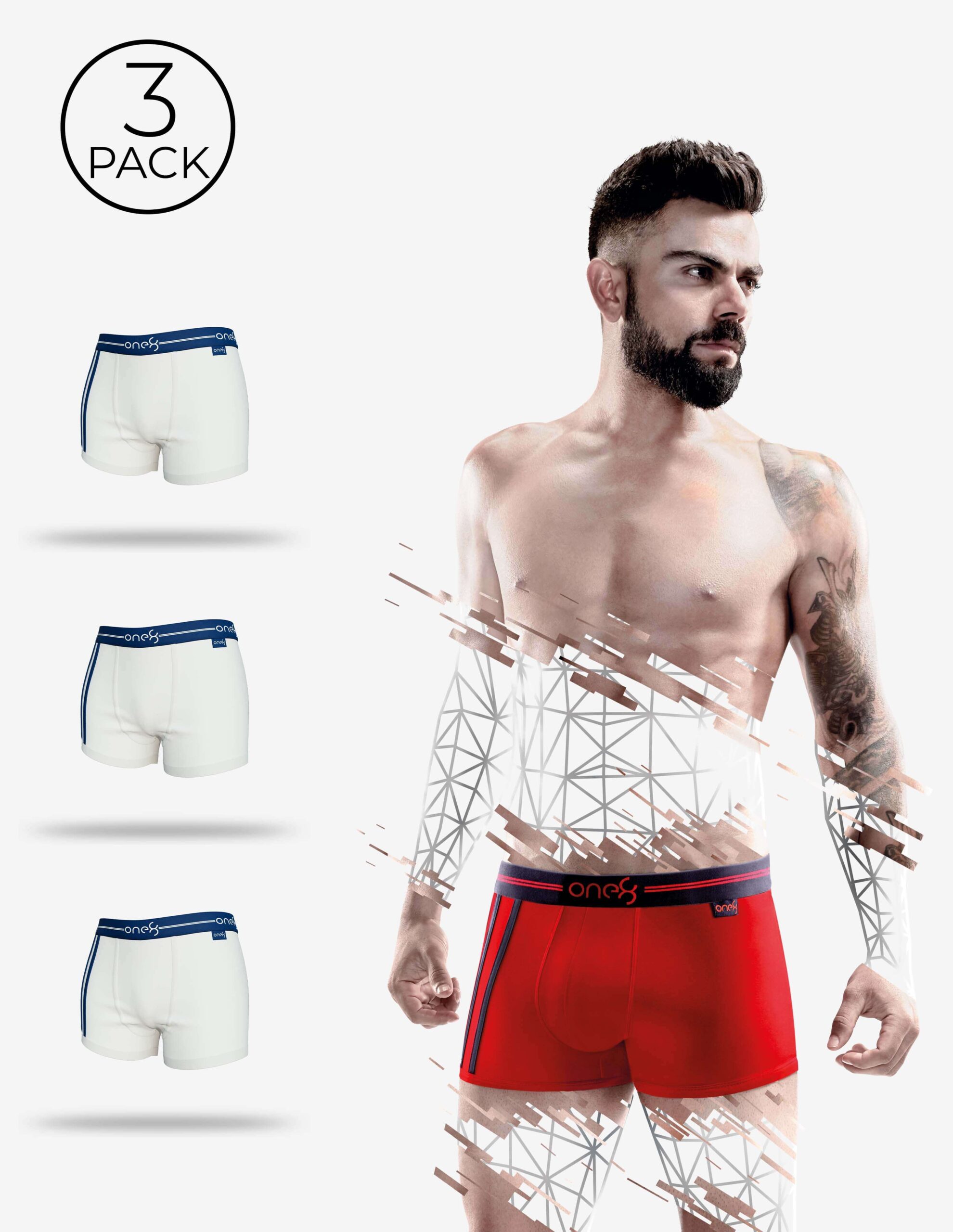 Premium Cotton Stretch Trunk (Pack Of 3) - White - Game Collection ...